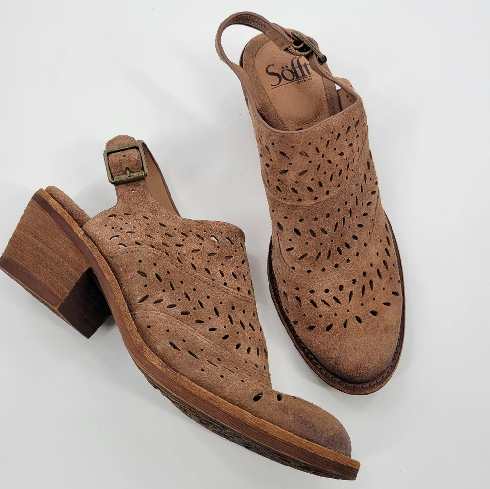 Sofft Alyce Western Perforated Mule Slingback Bootie 6.5M